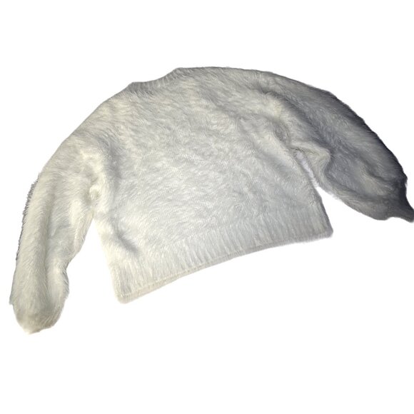 Elan White Angora Mohair Style LS Crewneck Pullover Sweater, Size Medium - Picture 7 of 8